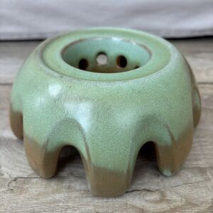 Vtg MCM Frankoma Pottery Warming Stand for Carafe Teapot Plainsman Green 82W EUC
